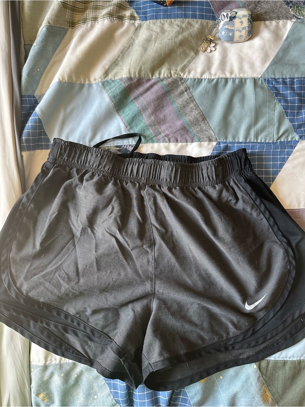 Nike Black Women’s Athletic Running Shorts with White Swoosh